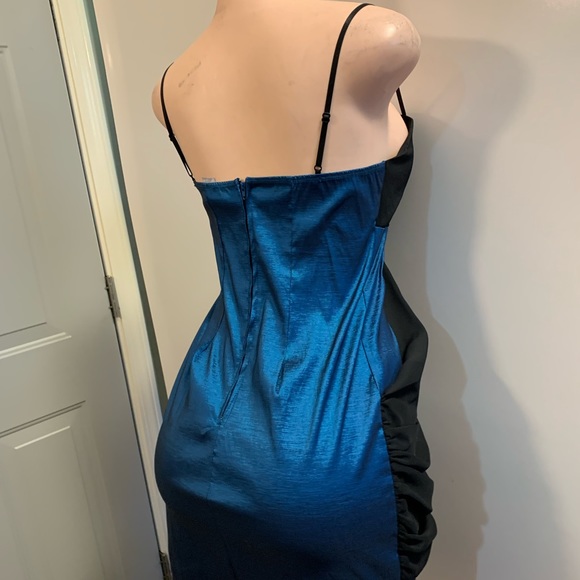 Women junior blue/Black Ruffles Bodycon short mini dress size (L) sleeveless - Picture 14 of 14